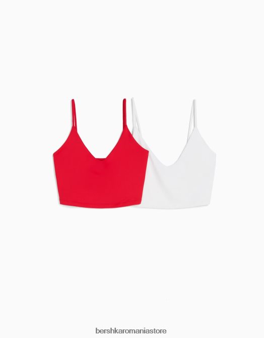 Bershka femei pachet de 2 crop top cu bretele multicolor Z86D785 îmbrăcăminte