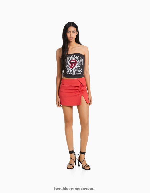 Bershka femei rolling stones bandeau top gri Z86D668 îmbrăcăminte