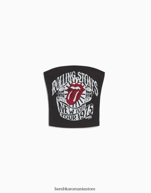 Bershka femei rolling stones bandeau top gri Z86D668 îmbrăcăminte