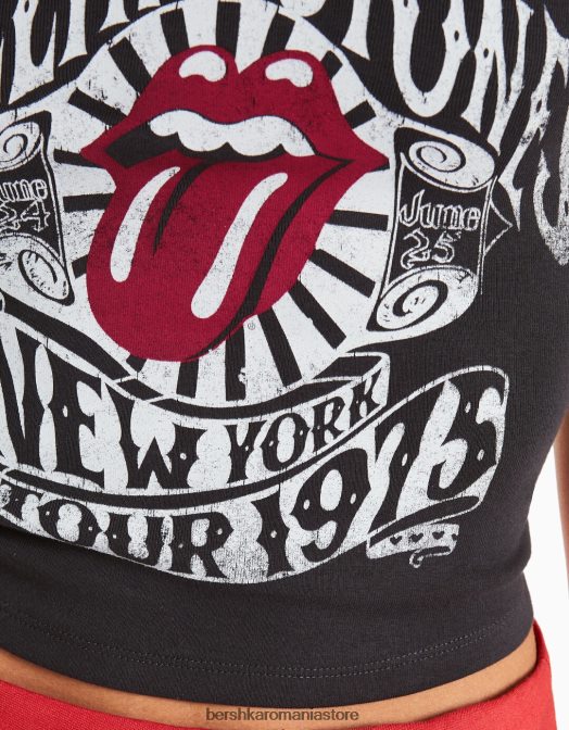 Bershka femei rolling stones bandeau top gri Z86D668 îmbrăcăminte