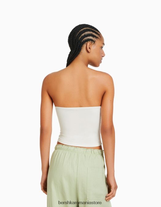 Bershka femei top bandeau aproape alb Z86D661 îmbrăcăminte