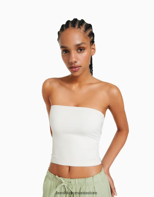 Bershka femei top bandeau aproape alb Z86D661 îmbrăcăminte
