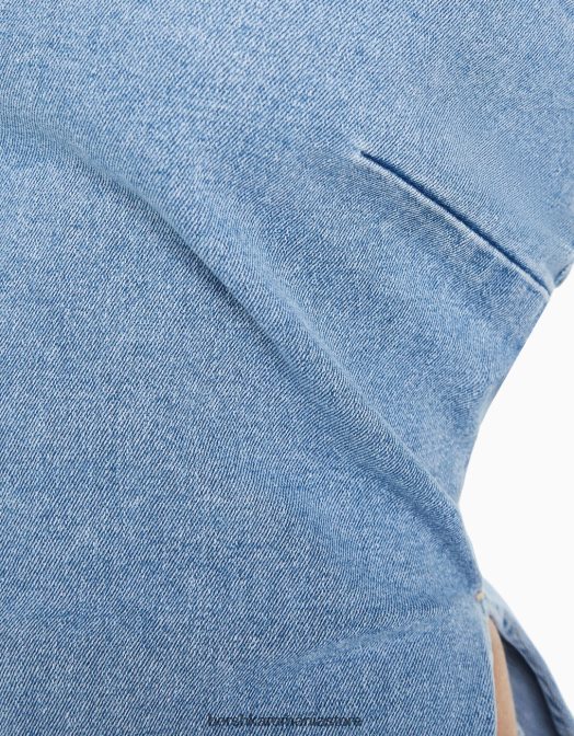 Bershka femei top bandeau din denim albastru deschis Z86D1847 îmbrăcăminte