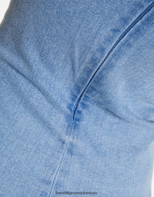 Bershka femei top bandeau din denim albastru deschis Z86D712 îmbrăcăminte