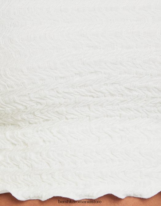 Bershka femei top bandeau din tricot vafe alb Z86D859 îmbrăcăminte