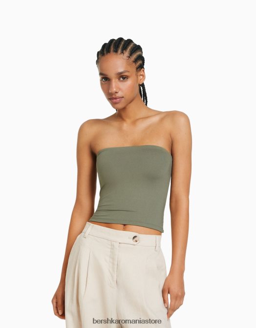 Bershka femei top bandeau kaki Z86D664 îmbrăcăminte
