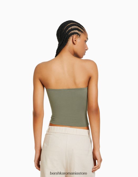 Bershka femei top bandeau kaki Z86D664 îmbrăcăminte