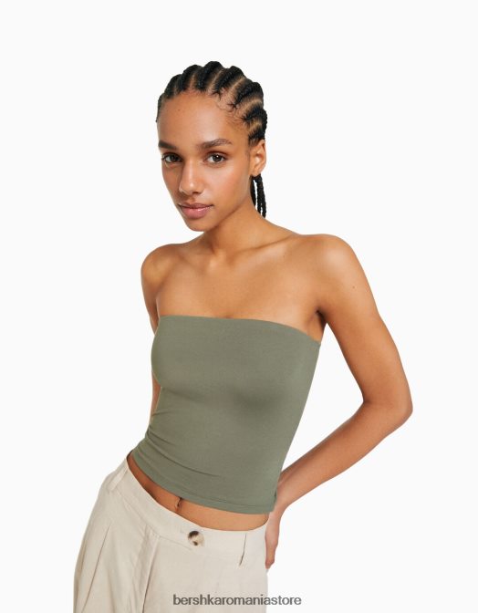Bershka femei top bandeau kaki Z86D664 îmbrăcăminte