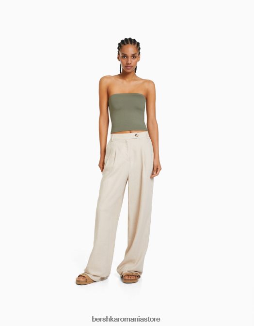 Bershka femei top bandeau kaki Z86D664 îmbrăcăminte