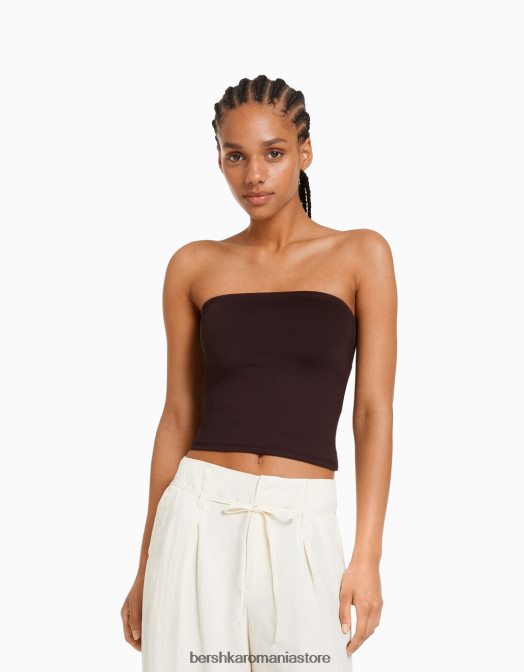 Bershka femei top bandeau maro Z86D663 îmbrăcăminte
