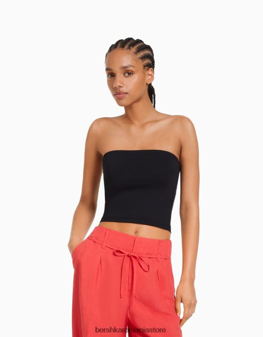 Bershka femei top bandeau negru Z86D662 îmbrăcăminte