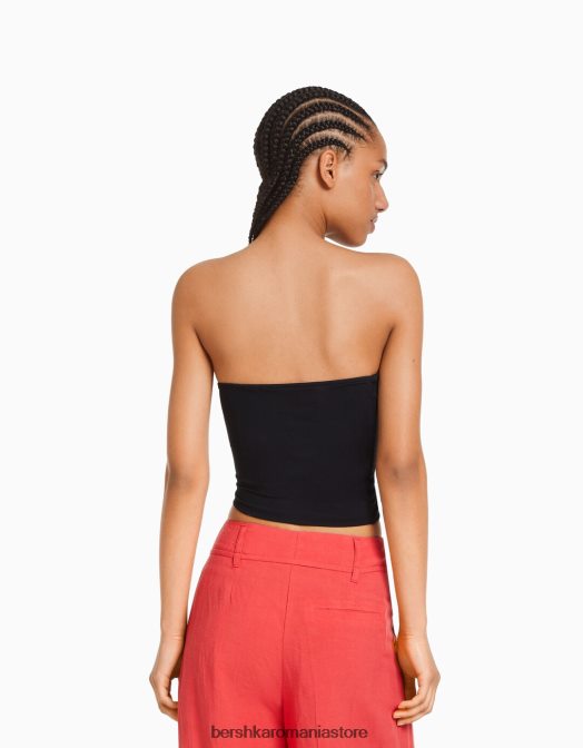 Bershka femei top bandeau negru Z86D662 îmbrăcăminte