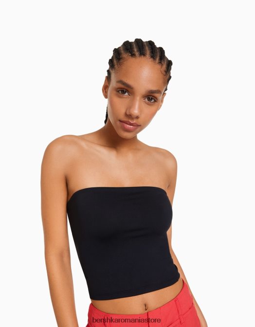 Bershka femei top bandeau negru Z86D662 îmbrăcăminte
