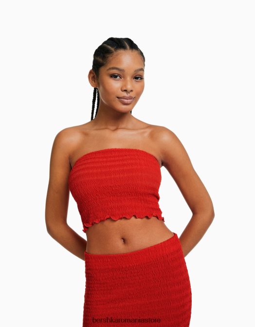 Bershka femei top bandeau rustic coral Z86D856 îmbrăcăminte