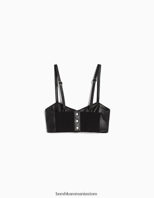 Bershka femei top bralette corset cu siret negru Z86D866 îmbrăcăminte