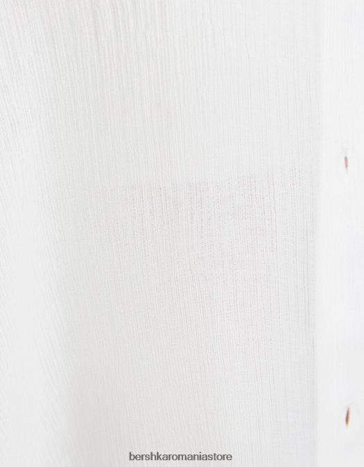 Bershka femei top bralette din crepon cu bretele cremă Z86D847 îmbrăcăminte