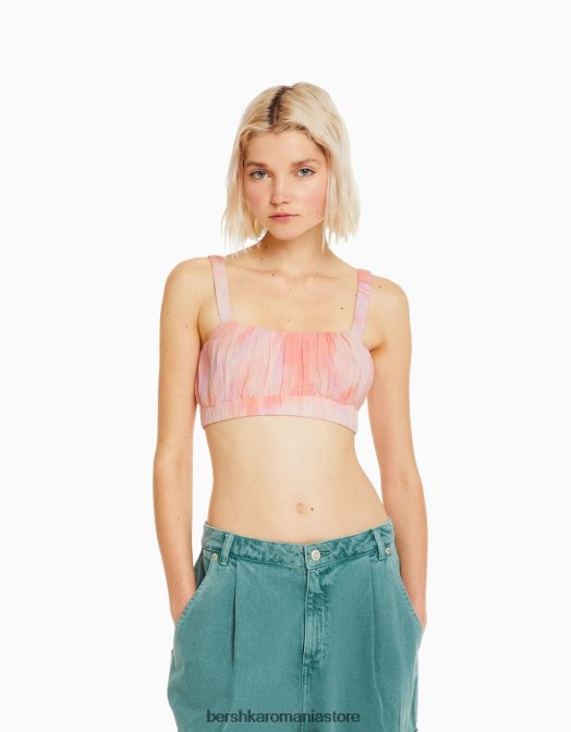 Bershka femei top bralette din crepon cu bretele multicolor Z86D848 îmbrăcăminte