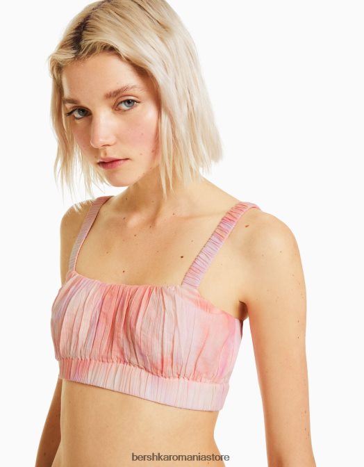 Bershka femei top bralette din crepon cu bretele multicolor Z86D848 îmbrăcăminte