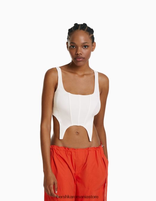 Bershka femei top corset alb Z86D761 îmbrăcăminte