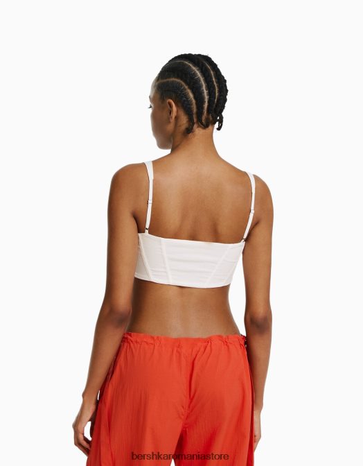 Bershka femei top corset alb Z86D761 îmbrăcăminte