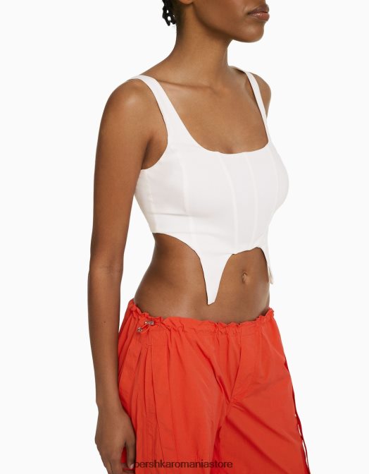 Bershka femei top corset alb Z86D761 îmbrăcăminte
