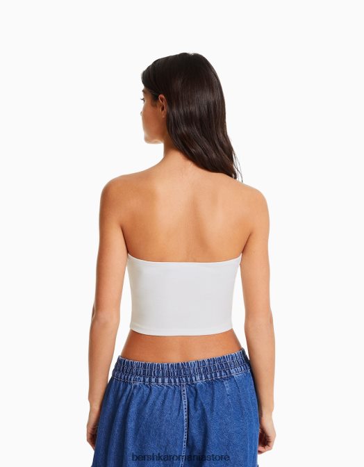 Bershka femei top corset bandeau alb Z86D675 îmbrăcăminte
