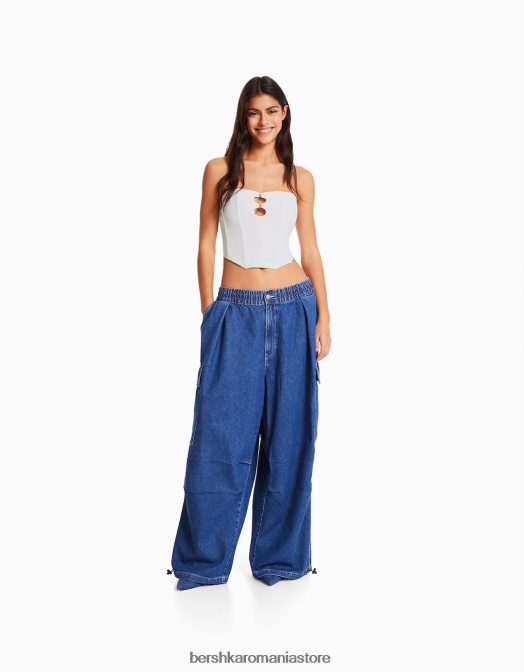 Bershka femei top corset bandeau alb Z86D675 îmbrăcăminte