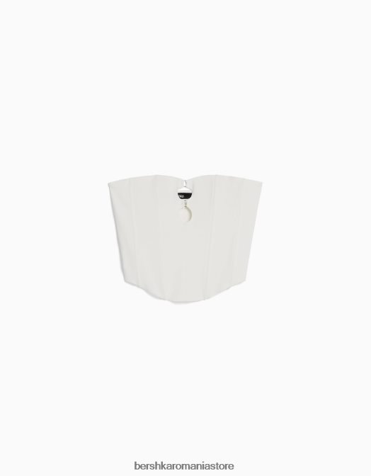 Bershka femei top corset bandeau alb Z86D675 îmbrăcăminte