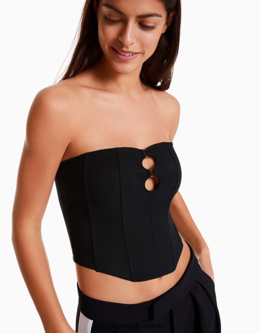 Bershka femei top corset bandeau negru Z86D674 îmbrăcăminte