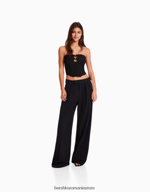 Bershka femei top corset bandeau negru Z86D674 îmbrăcăminte