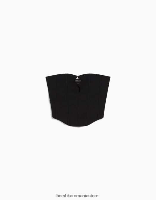 Bershka femei top corset bandeau negru Z86D674 îmbrăcăminte