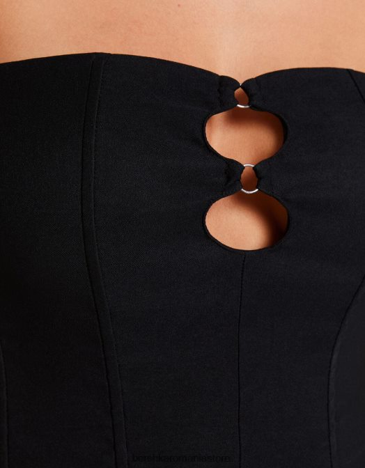 Bershka femei top corset bandeau negru Z86D674 îmbrăcăminte