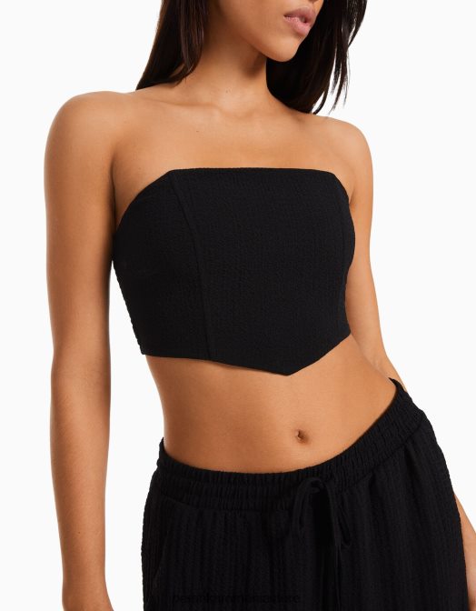 Bershka femei top corset bandeau negru Z86D703 îmbrăcăminte