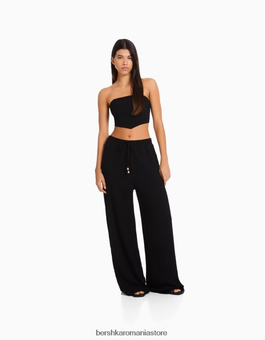 Bershka femei top corset bandeau negru Z86D703 îmbrăcăminte