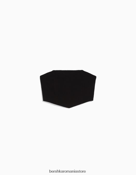 Bershka femei top corset bandeau negru Z86D703 îmbrăcăminte