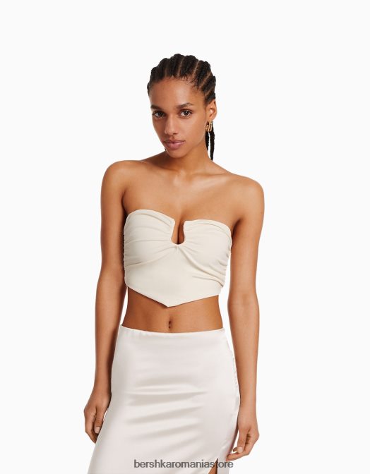 Bershka femei top corset confort cu detaliu alb Z86D692 îmbrăcăminte
