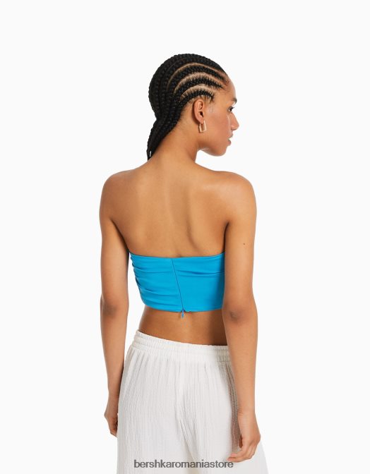 Bershka femei top corset confort cu detaliu albastru Z86D693 îmbrăcăminte