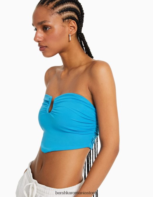 Bershka femei top corset confort cu detaliu albastru Z86D693 îmbrăcăminte