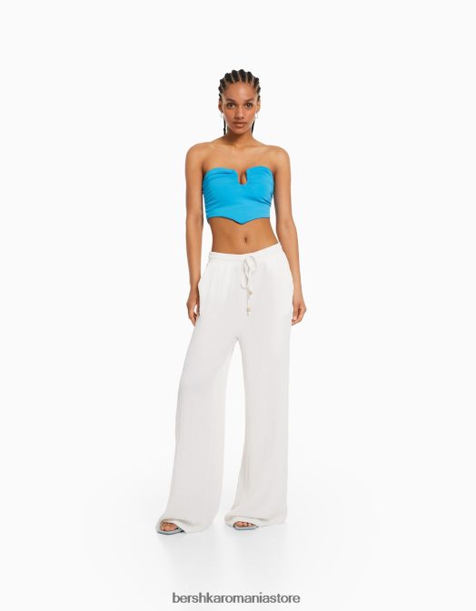 Bershka femei top corset confort cu detaliu albastru Z86D693 îmbrăcăminte