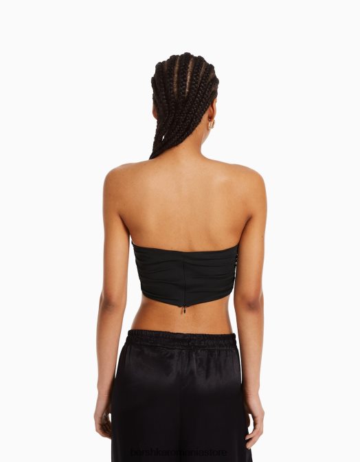 Bershka femei top corset confort cu detaliu negru Z86D694 îmbrăcăminte