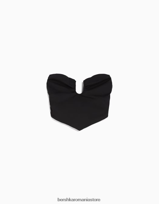 Bershka femei top corset confort cu detaliu negru Z86D694 îmbrăcăminte