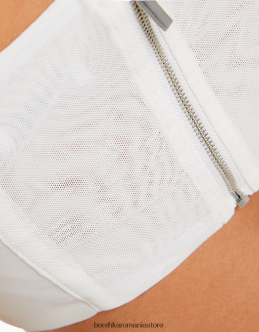 Bershka femei top corset cu bretele din satin cremă Z86D796 îmbrăcăminte