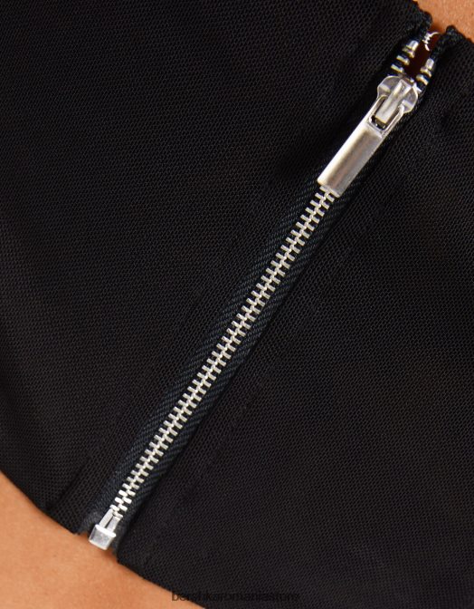 Bershka femei top corset cu bretele din satin negru Z86D795 îmbrăcăminte