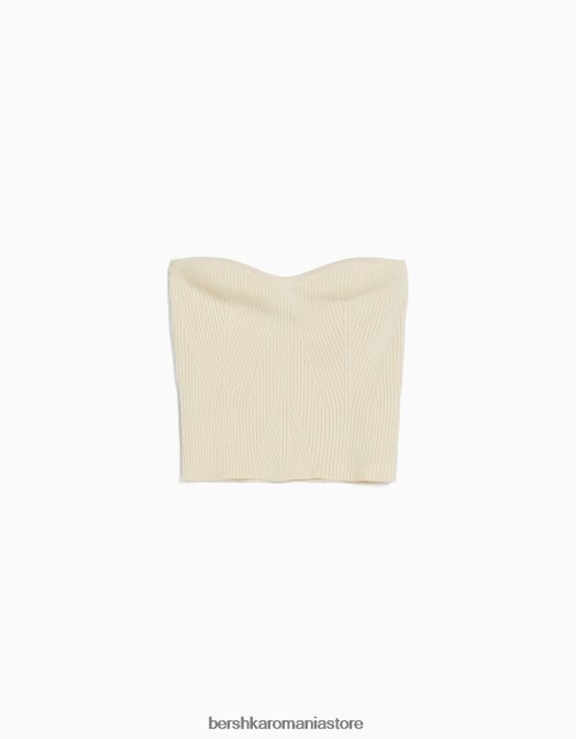 Bershka femei top corset cu nervuri cremă Z86D724 îmbrăcăminte