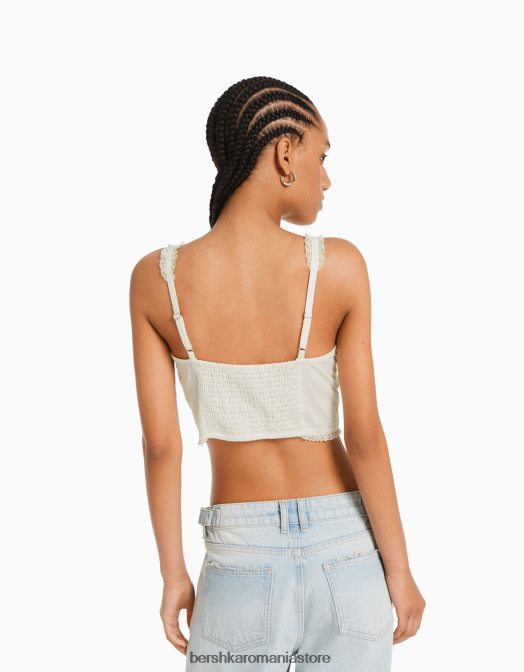 Bershka femei top corset decupat cu bretele bej Z86D649 îmbrăcăminte