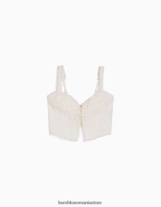 Bershka femei top corset decupat cu bretele bej Z86D649 îmbrăcăminte