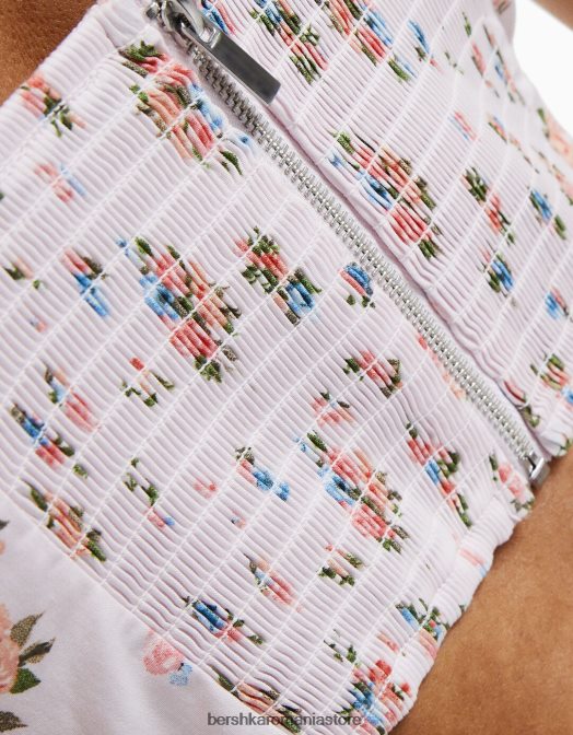 Bershka femei top corset decupat din popelin cu bretele roz Z86D688 îmbrăcăminte