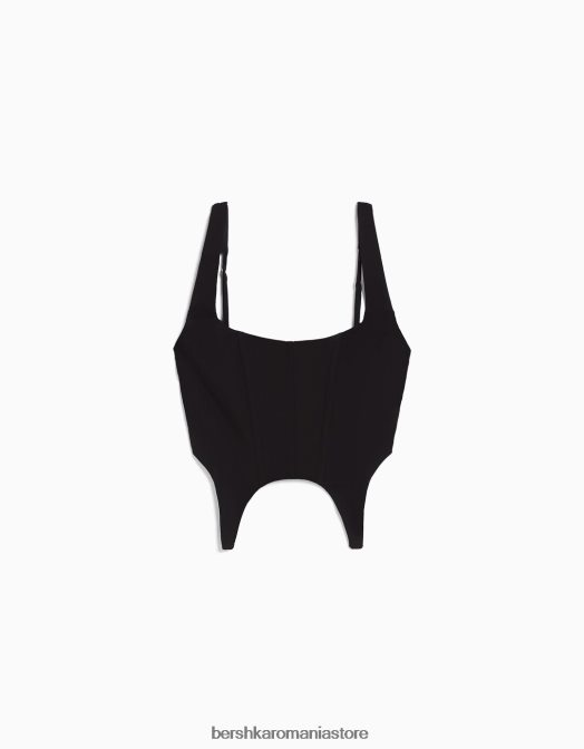 Bershka femei top corset negru Z86D762 îmbrăcăminte