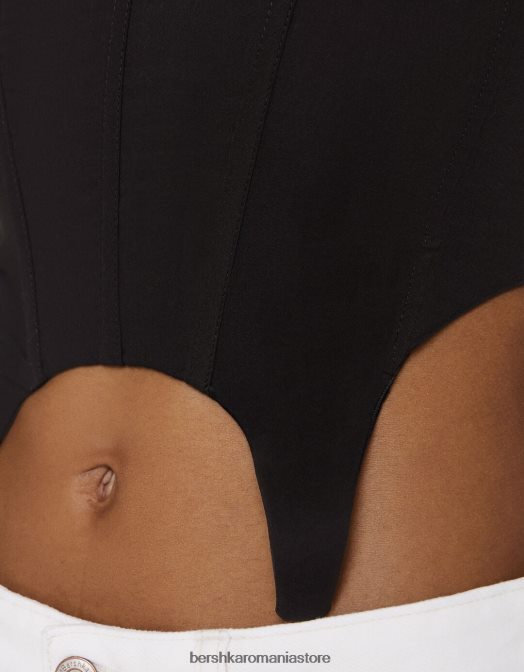 Bershka femei top corset negru Z86D762 îmbrăcăminte