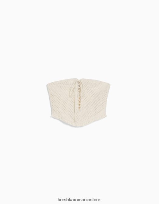 Bershka femei top croșetat aproape alb Z86D752 îmbrăcăminte